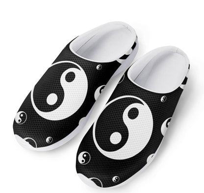 Black And White Yin Yang Pattern Print Mesh Casual Shoes