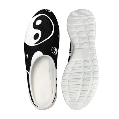 Black And White Yin Yang Pattern Print Mesh Casual Shoes