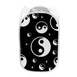 Black And White Yin Yang Pattern Print Mesh Laundry Hamper