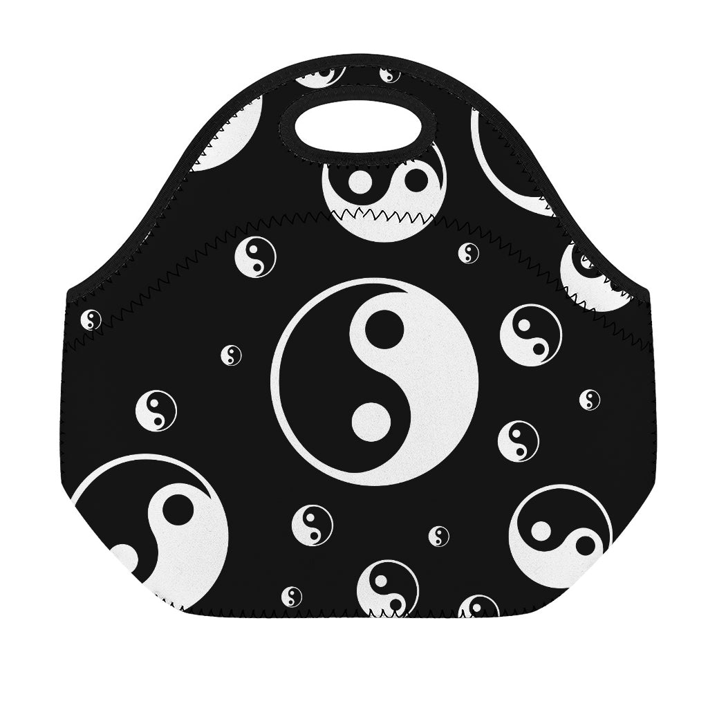 Black And White Yin Yang Pattern Print Neoprene Lunch Bag