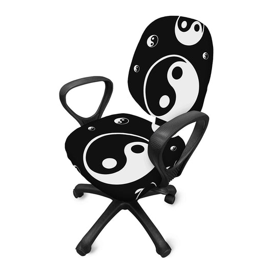 Black And White Yin Yang Pattern Print Office Chair Cover