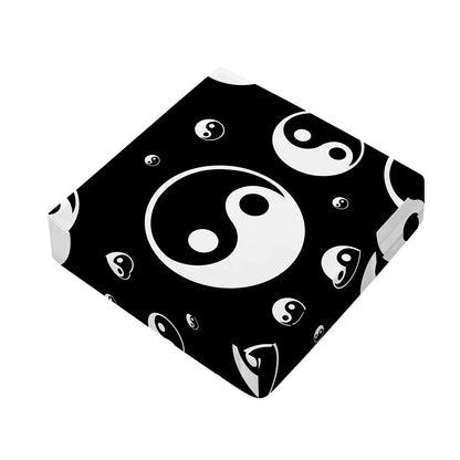 Black And White Yin Yang Pattern Print Outdoor Seat Cushion Cover
