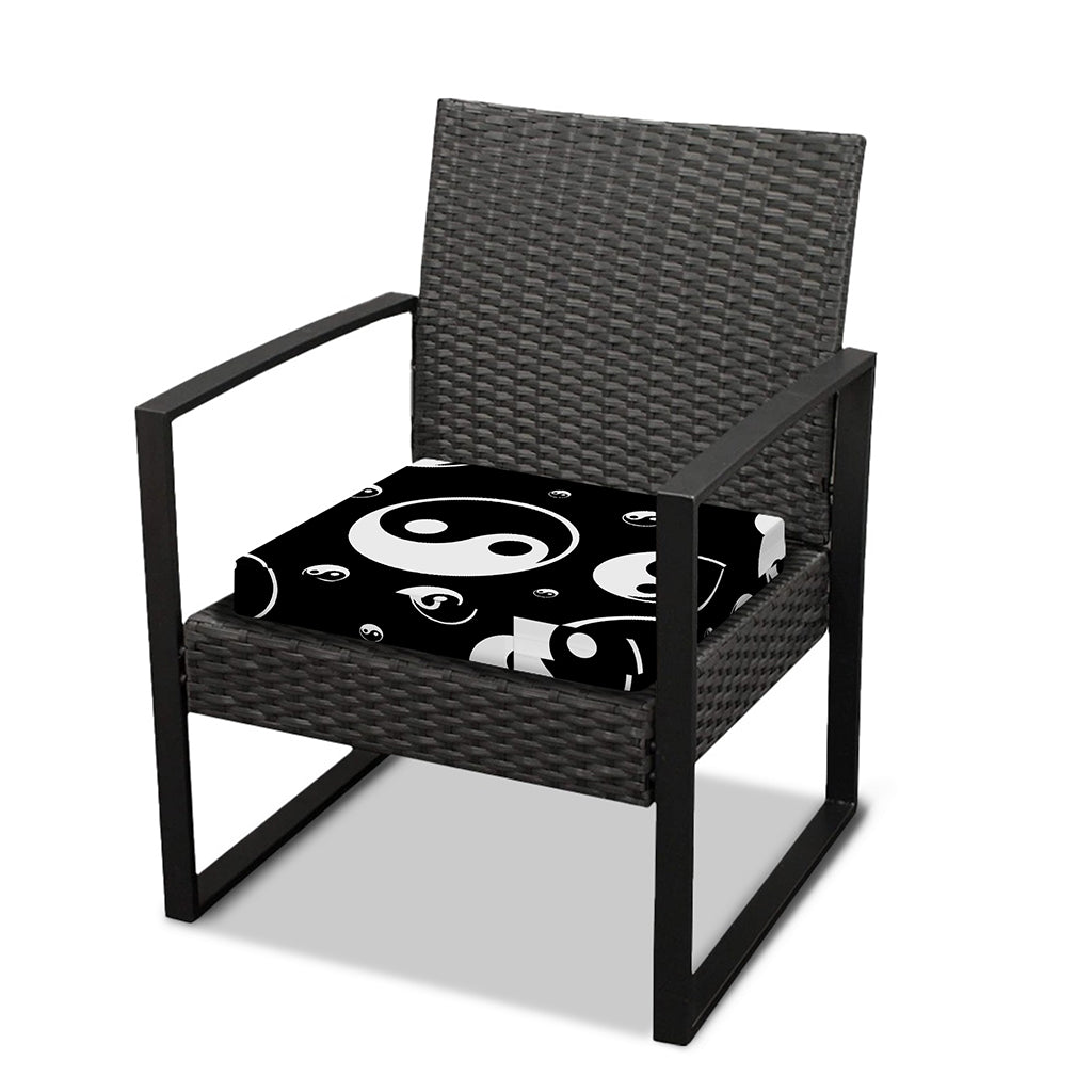 Black And White Yin Yang Pattern Print Outdoor Seat Cushion Cover