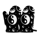 Black And White Yin Yang Pattern Print Oven Mitts