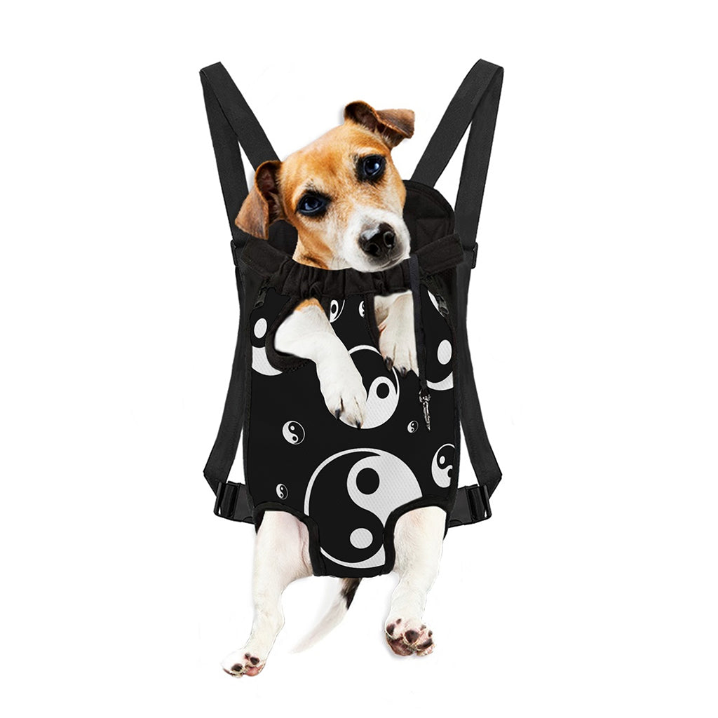 Black And White Yin Yang Pattern Print Pet Carrier Backpack