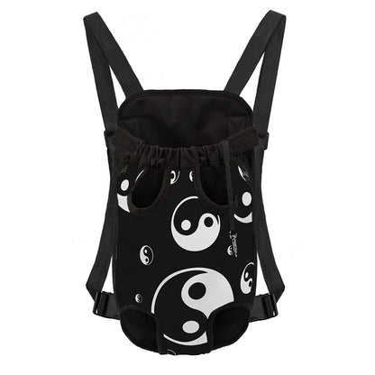 Black And White Yin Yang Pattern Print Pet Carrier Backpack