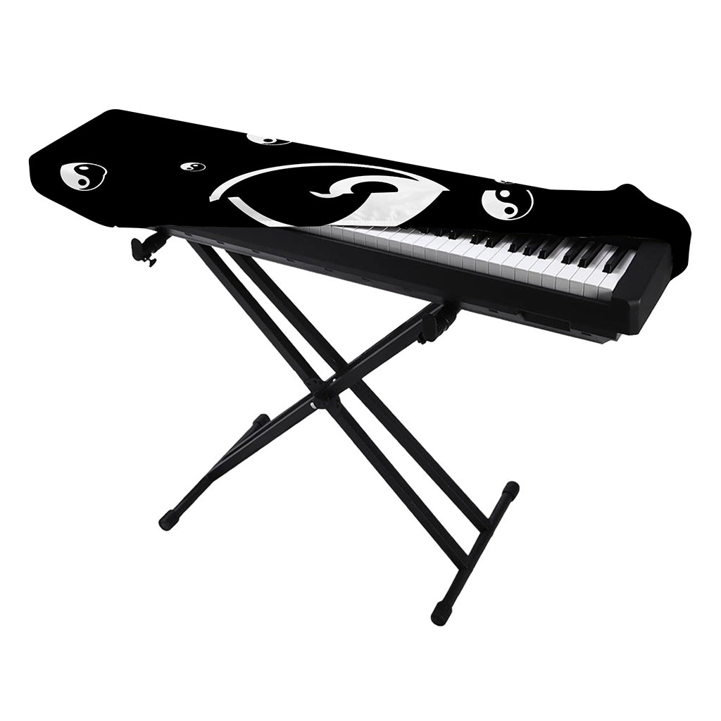 Black And White Yin Yang Pattern Print Piano Keyboard Cover