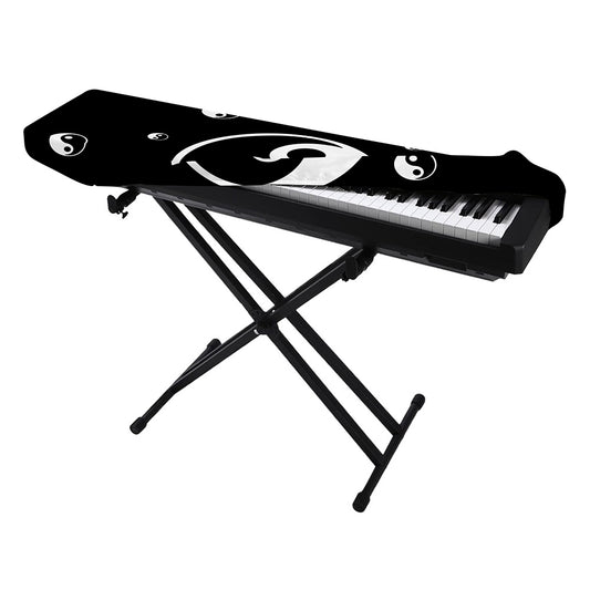 Black And White Yin Yang Pattern Print Piano Keyboard Cover