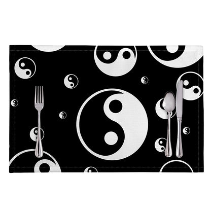 Black And White Yin Yang Pattern Print Placemat