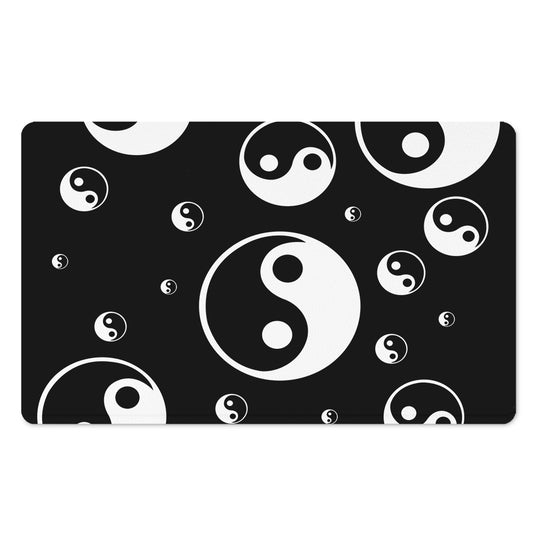 Black And White Yin Yang Pattern Print Polyester Doormat