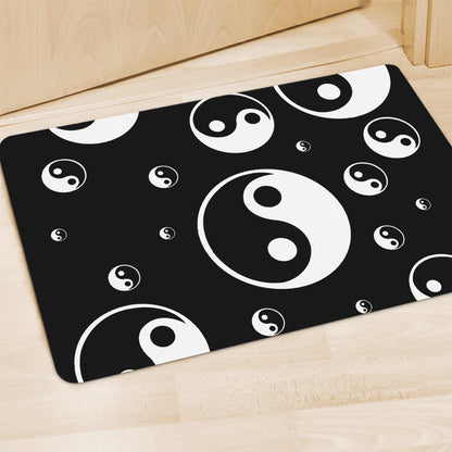 Black And White Yin Yang Pattern Print Polyester Doormat