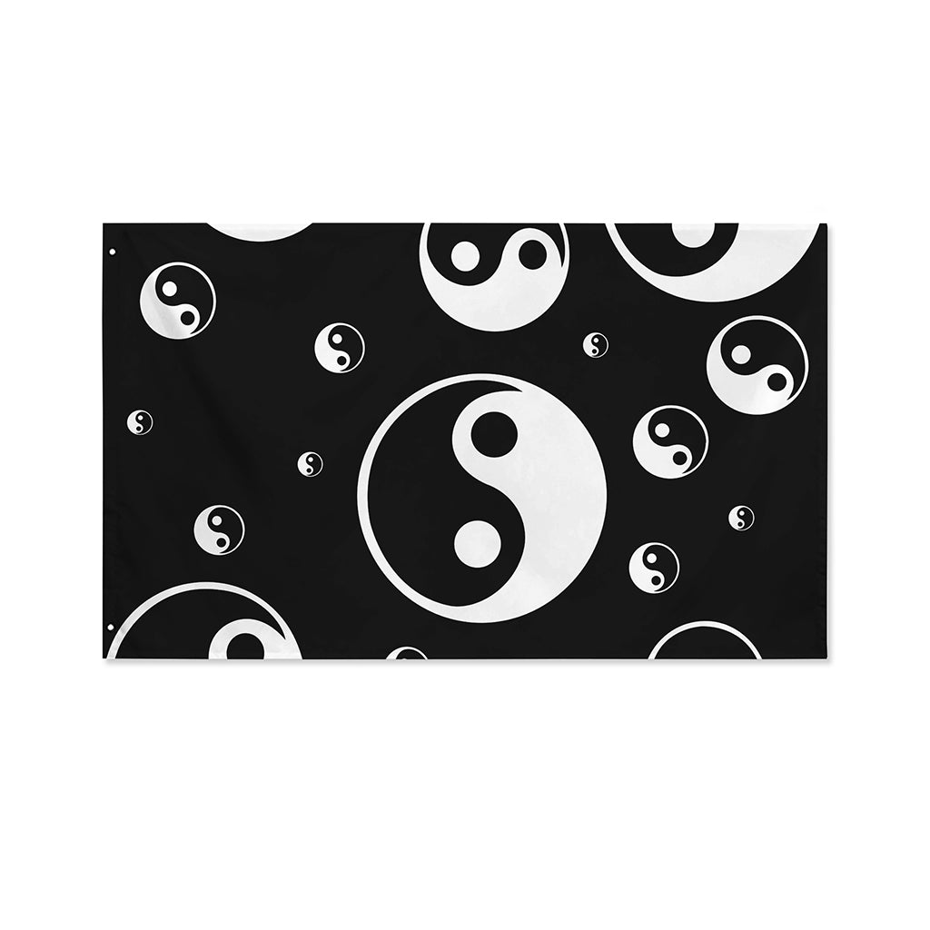 Black And White Yin Yang Pattern Print Polyester Flag