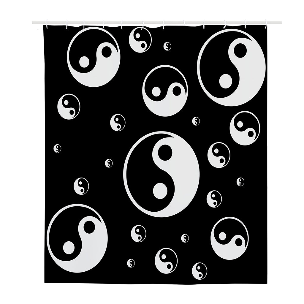 Black And White Yin Yang Pattern Print Polyester Shower Curtain