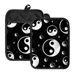 Black And White Yin Yang Pattern Print Pot Holders With Pocket
