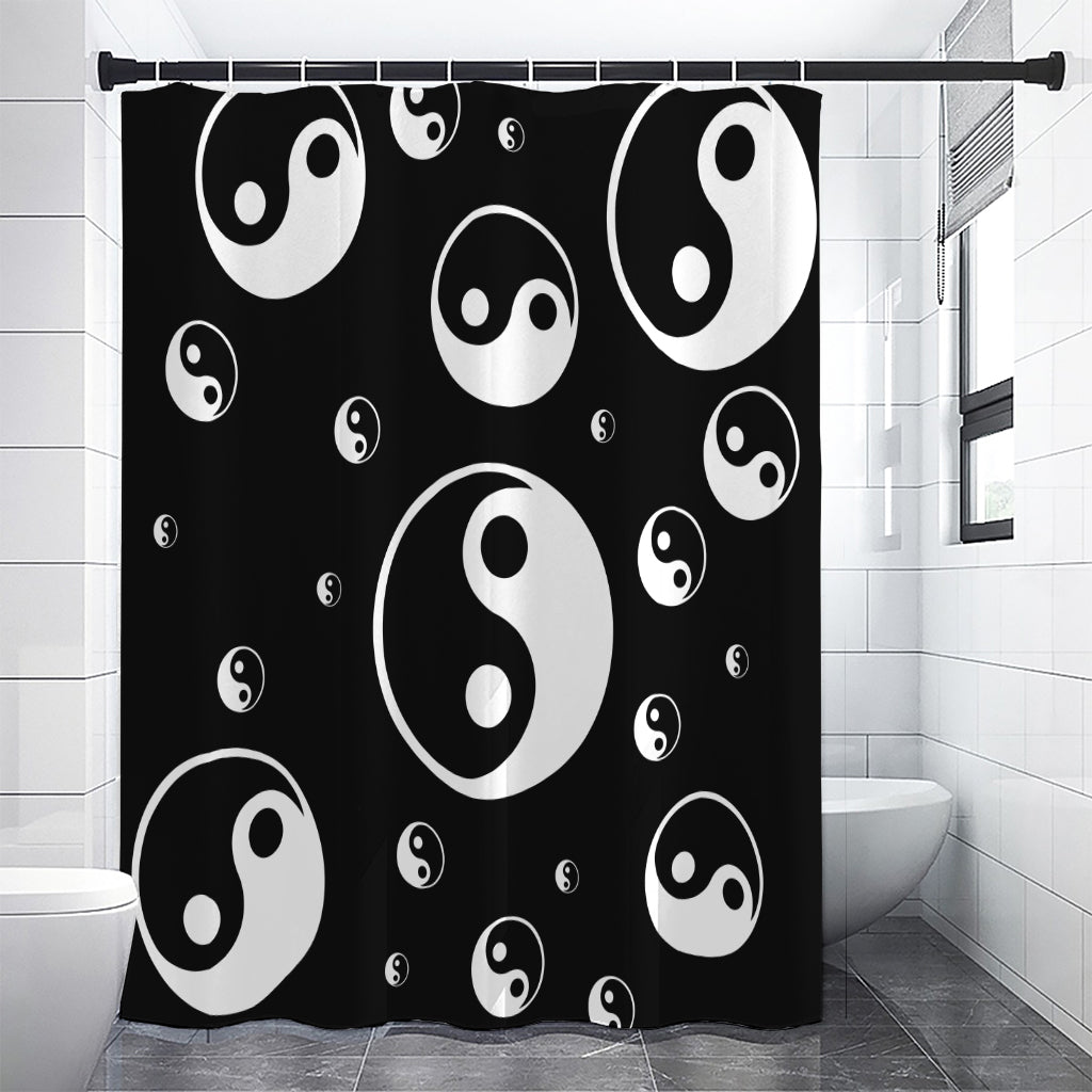 Black And White Yin Yang Pattern Print Premium Shower Curtain