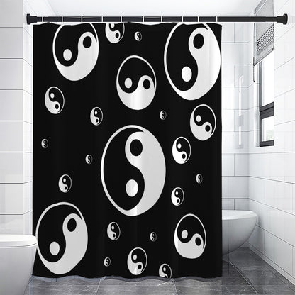 Black And White Yin Yang Pattern Print Premium Shower Curtain