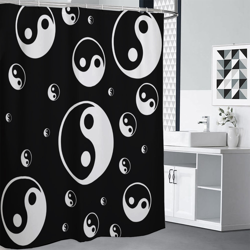 Black And White Yin Yang Pattern Print Premium Shower Curtain