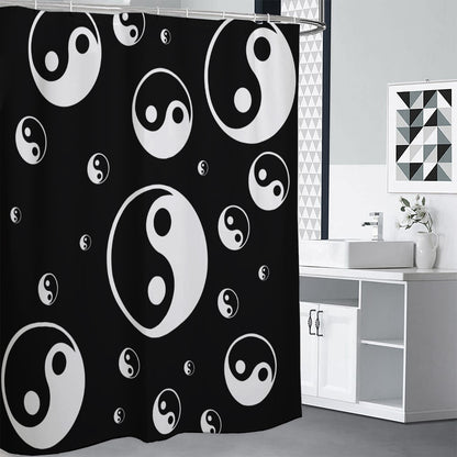 Black And White Yin Yang Pattern Print Premium Shower Curtain