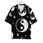 Black And White Yin Yang Pattern Print Rayon Hawaiian Shirt