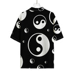 Black And White Yin Yang Pattern Print Rayon Hawaiian Shirt