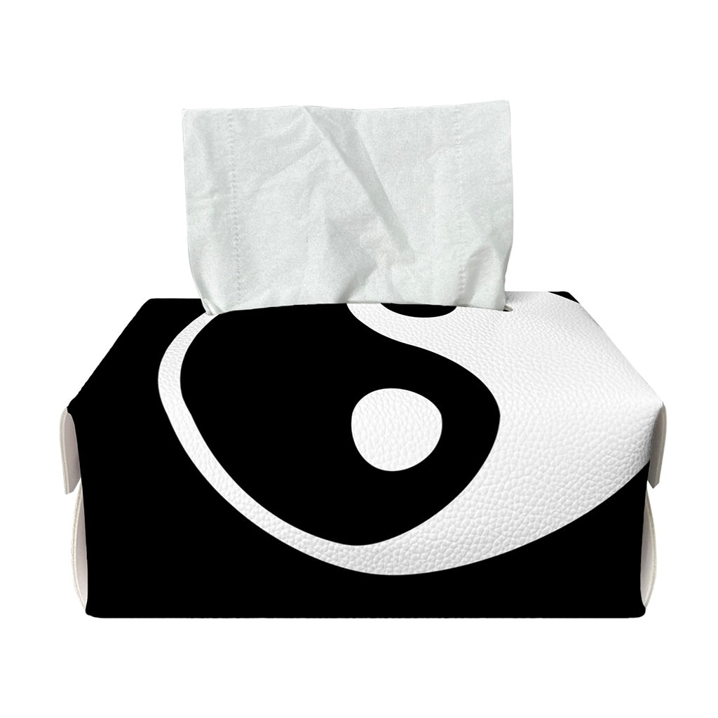 Black And White Yin Yang Pattern Print Rectangle Tissue Box Cover