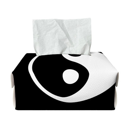 Black And White Yin Yang Pattern Print Rectangle Tissue Box Cover