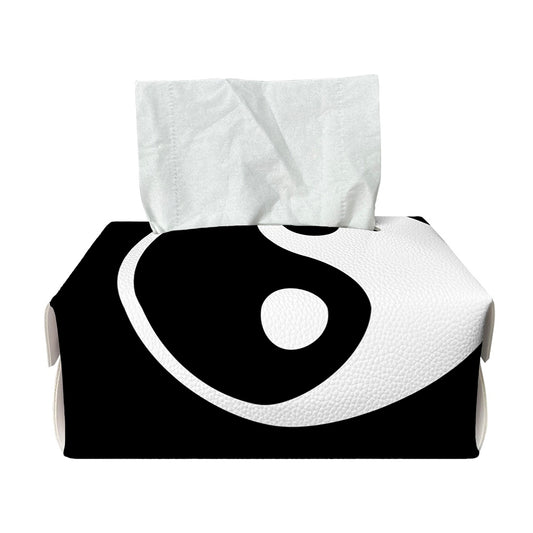 Black And White Yin Yang Pattern Print Rectangle Tissue Box Cover