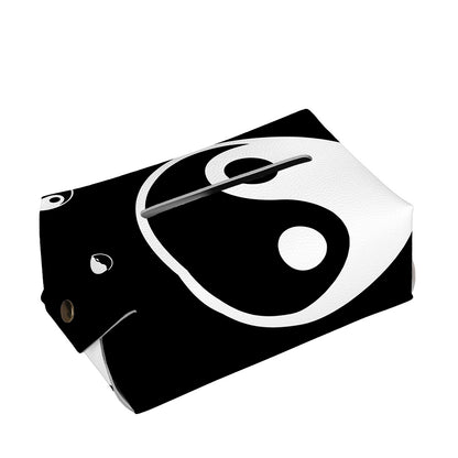Black And White Yin Yang Pattern Print Rectangle Tissue Box Cover