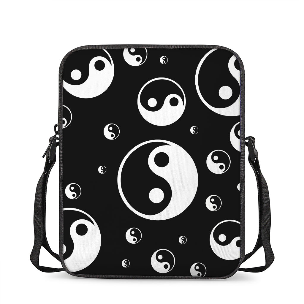 Black And White Yin Yang Pattern Print Rectangular Crossbody Bag