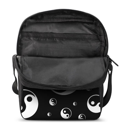 Black And White Yin Yang Pattern Print Rectangular Crossbody Bag