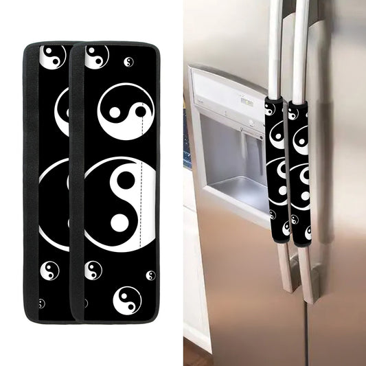 Black And White Yin Yang Pattern Print Refrigerator Handle Covers