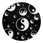 Black And White Yin Yang Pattern Print Round Blanket