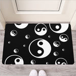 Black And White Yin Yang Pattern Print Rubber Doormat