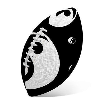 Black And White Yin Yang Pattern Print Rugby Ball