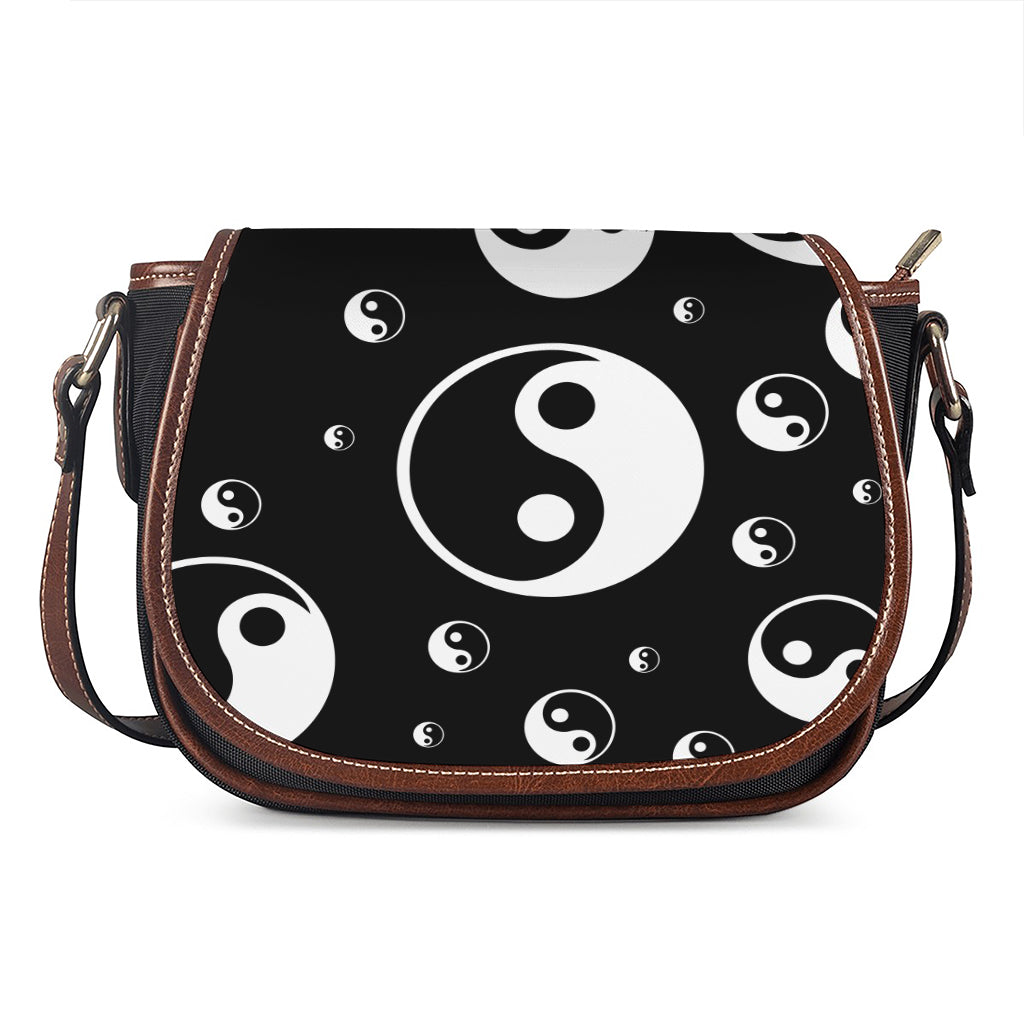 Black And White Yin Yang Pattern Print Saddle Bag