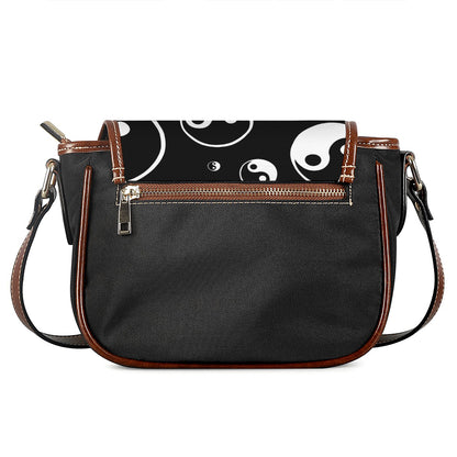 Black And White Yin Yang Pattern Print Saddle Bag