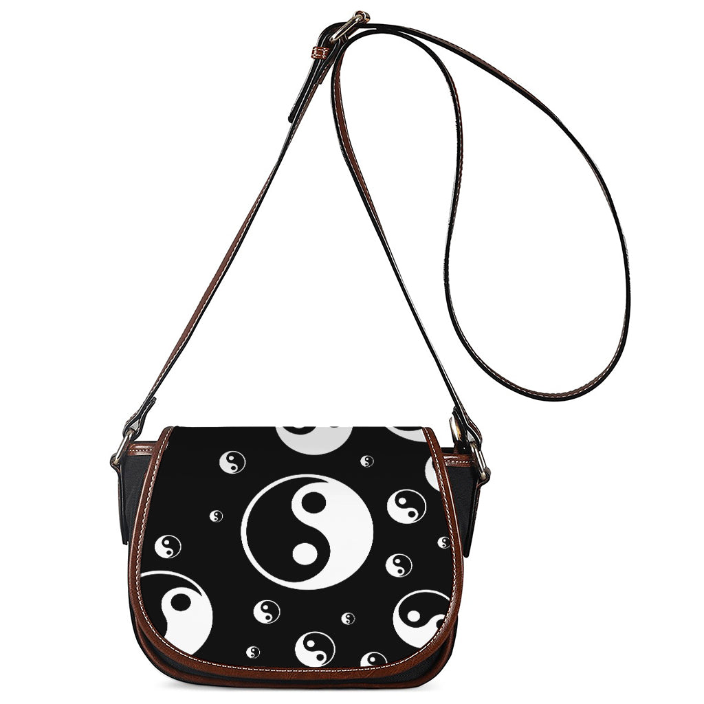 Black And White Yin Yang Pattern Print Saddle Bag