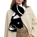 Black And White Yin Yang Pattern Print Scarf