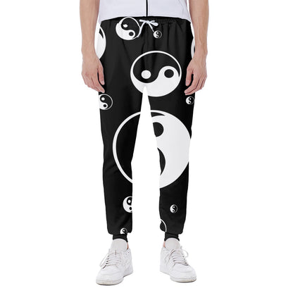 Black And White Yin Yang Pattern Print Scuba Joggers