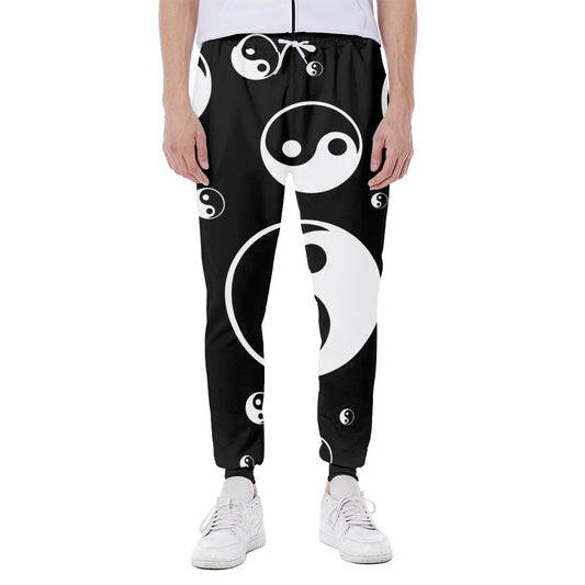 Black And White Yin Yang Pattern Print Scuba Joggers