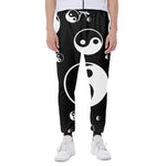 Black And White Yin Yang Pattern Print Scuba Joggers