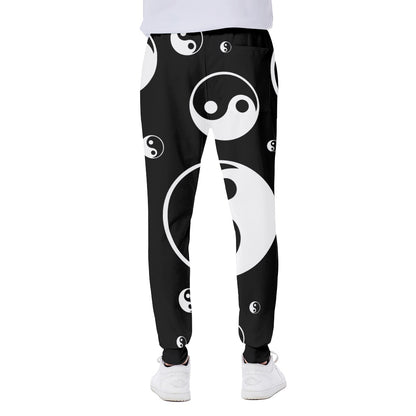 Black And White Yin Yang Pattern Print Scuba Joggers