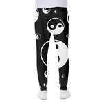 Black And White Yin Yang Pattern Print Scuba Joggers