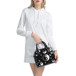 Black And White Yin Yang Pattern Print Shoulder Handbag