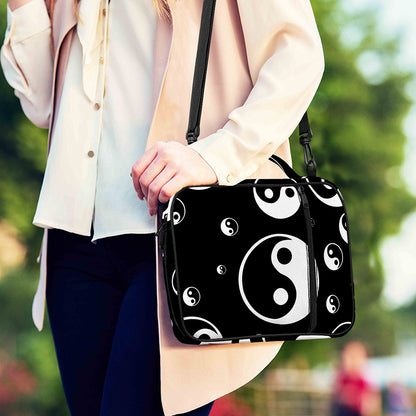 Black And White Yin Yang Pattern Print Shoulder Strap Bible Bag