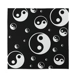 Black And White Yin Yang Pattern Print Silk Bandana