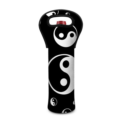 Black And White Yin Yang Pattern Print Single Neoprene Wine Tote