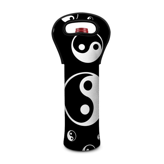 Black And White Yin Yang Pattern Print Single Neoprene Wine Tote