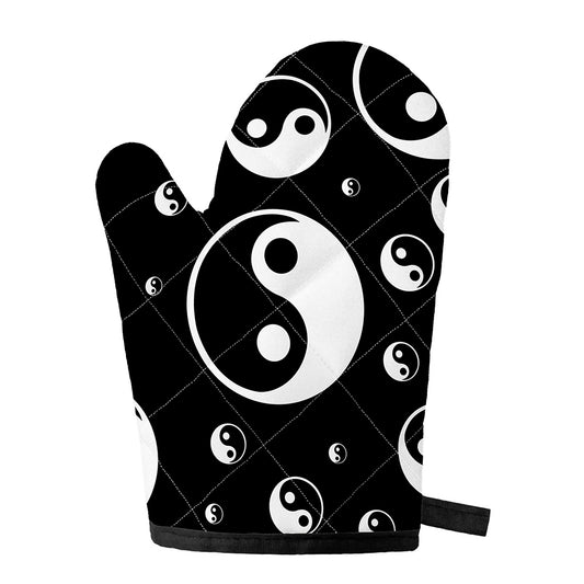 Black And White Yin Yang Pattern Print Single Oven Mitt