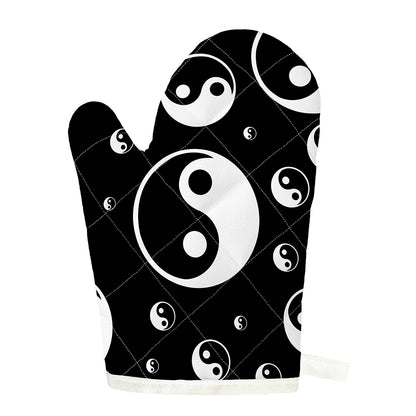 Black And White Yin Yang Pattern Print Single Oven Mitt